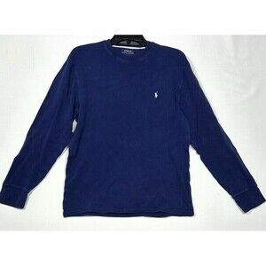 Polo Ralph Lauren Mens XL Navy Blue White Pony Logo Thermal Pullover